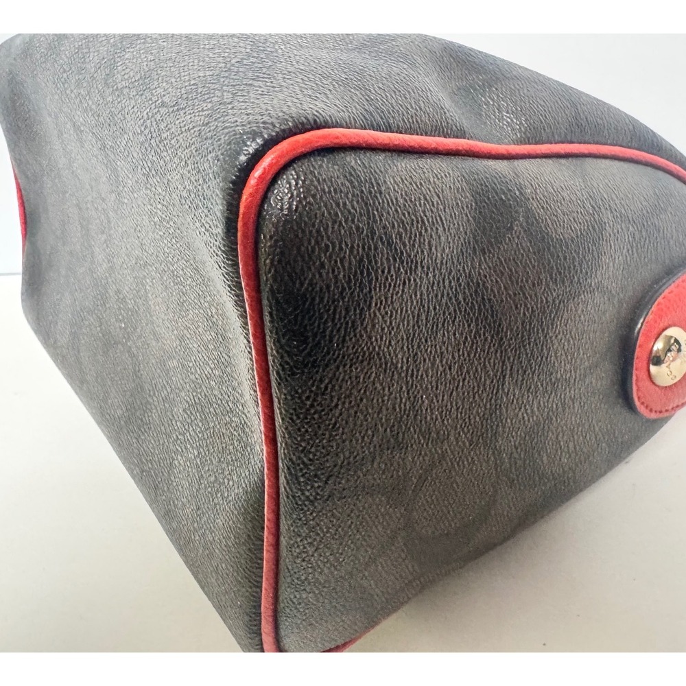 Coach Mini Bennett Brown‎ mono Canvas Red Leather Trim F36702 Crossbody NWOT - Picture 4 of 12